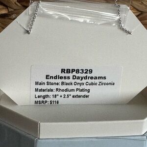Endless Daydreams Black Onyx Cubic Zirconia Necklace - Rhodium Plating